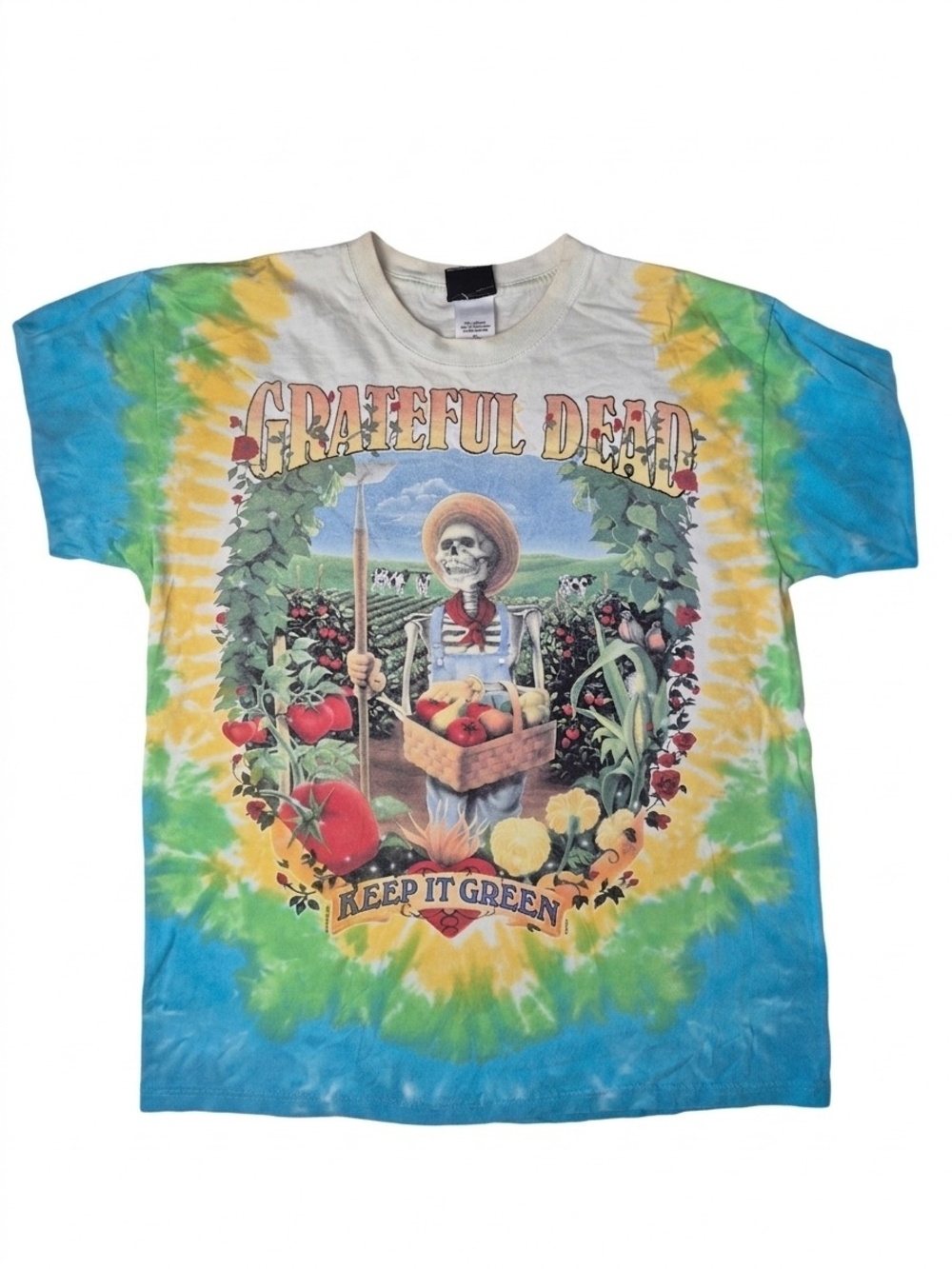 ​Vintage 1998 Grateful Dead Keep It Green Tie Dye Shirt Liquid Blue Large